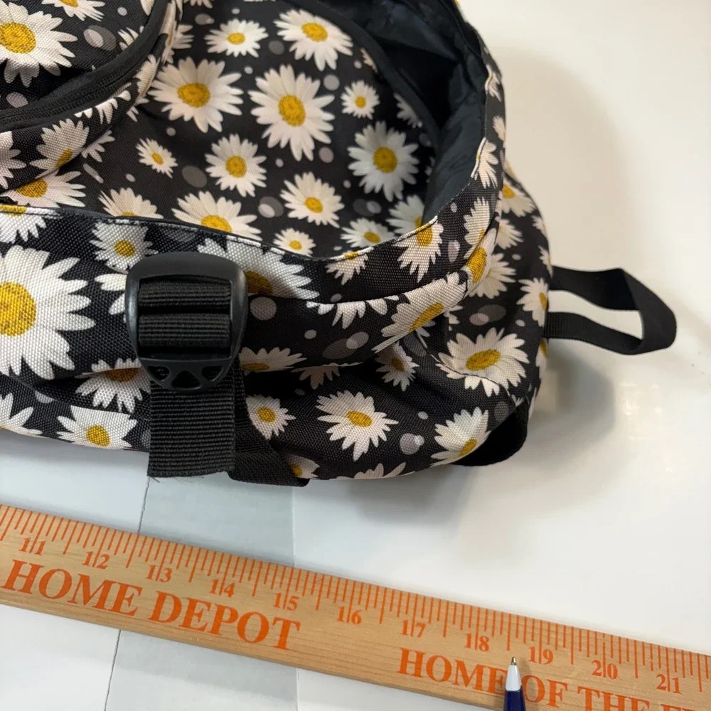 RickyH Daisy Backpack NWT Black Yellow White‎ Floral Laptop Sleeve School Bag